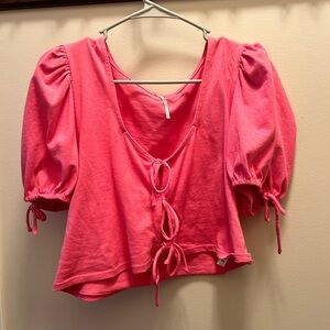 Pink Free People Tie Crop Top
